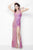 Primavera Couture - 9859 Sheer Illusion Sequined Evening Gown in Pink