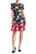 Taylor - 1204M Short Sleeves Floral Print Stretch Crepe Dress In Black and Multi-Color