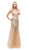 Dancing Queen - 9872 Embellished Illusion Bateau Sheath Formal Dress in Gold