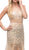 Dancing Queen - 9872 Embellished Illusion Bateau Sheath Formal Dress in Gold