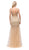 Dancing Queen - 9872 Embellished Illusion Bateau Sheath Formal Dress in Gold
