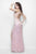 Primavera Couture - 9873 Stunning Sequin Studded Sheath Gown in Pink