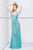 Primavera Couture - Sleeveless V Neck Starburst Sheath Dress 9874 in Blue and Green