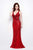 Primavera Couture - Sleeveless V Neck Starburst Sheath Dress 9874 in Red