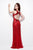 Primavera Couture - Sleeveless V Neck Starburst Sheath Dress 9874 in Red