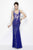 Primavera Couture - Sleeveless V Neck Starburst Sheath Dress 9874 in Blue