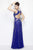 Primavera Couture - Sleeveless V Neck Starburst Sheath Dress 9874 in Blue