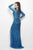 Primavera Couture - 9879 High Slit Glitter Lace Gown in Blue