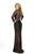 Primavera Couture - 9879 High Slit Glitter Lace Gown in Black