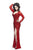 Primavera - High Slit Glitter Lace Gown 9879 in Red