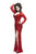 Primavera Couture - 9879 High Slit Glitter Lace Gown in Red