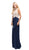 Dancing Queen - 9881 Bedazzled Halter A-line Evening Dress in Blue