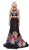 Dancing Queen - 9883 Two Piece Floral Print Mermaid Prom Dress In Black