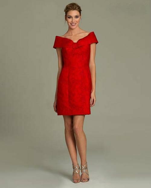 Portrait Neckline Floral Lace Cocktail Dress 98838