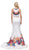 Dancing Queen - 9883 Two Piece Floral Print Mermaid Prom Dress In White