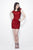 Primavera Couture - 9883 Sequined Cap Sleeves Scoop Dress  in Red