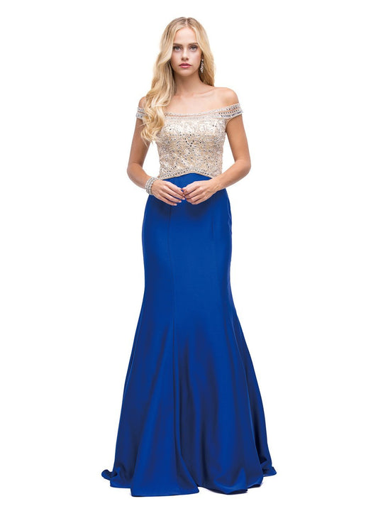 Dancing Queen - Fabulous Embellished Long Prom Dress 9887 in Blue