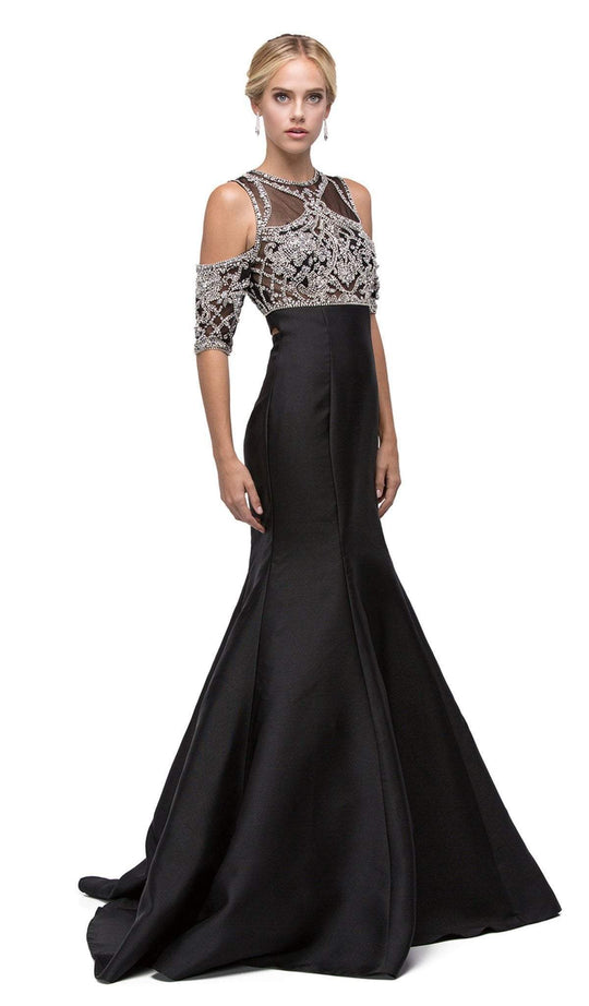 Dancing Queen - 9891 Crystal Encrusted Cut Out Evening Gown