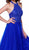 Lace Embroidered Bodice Halter Long Gown