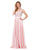 Dancing Queen - 9899 Embellished Lace Bodice  V-Back Long Formal Dress in Pink