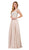 Dancing Queen - 9899 Embellished Lace Bodice  V-Back Long Formal Dress in Nude