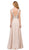 Dancing Queen - 9899 Embellished Lace Bodice  V-Back Long Formal Dress in Nude