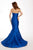99028 Embellished V-neck Mermaid Dress With Train