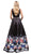 Dancing Queen - 9903 V-Neck with Floral Border Print A-line Evening Dress
