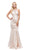 Dancing Queen - 9906 Embellished Halter Neck Mermaid Prom Dress In Neutral