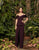 Alexander by Daymor - 990A Satin Cold-shoulder Jumpsuit with Peplum In Red and Purple