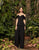 Alexander by Daymor - 990A Satin Cold-shoulder Jumpsuit with Peplum In Black