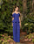 Alexander by Daymor - 990A Satin Cold-shoulder Jumpsuit with Peplum In Blue
