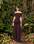 Alexander by Daymor - 990B Bow Accent Off Shoulder Jumpsuit with Peplum In Red and Purple