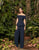 Alexander by Daymor - 990B Bow Accent Off Shoulder Jumpsuit with Peplum In Blue and Black