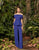 Alexander by Daymor - 990B Bow Accent Off Shoulder Jumpsuit with Peplum In Blue