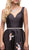 Dancing Queen - 9920 Attractive Long V-Neck Floral Print Prom Dress in Black