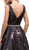 Dancing Queen - 9920 Attractive Long V-Neck Floral Print Prom Dress in Black