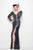 Primavera Couture - 9926 Embellished Long Sleeves V-neck Dress  in Black