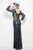 Primavera Couture - 9926 Embellished Long Sleeves V-neck Dress  in Black