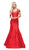 Dancing Queen - 9928 Cutaway Shoulder Trumpet Evening Gown in Red
