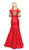 Dancing Queen - 9928 Cutaway Shoulder Trumpet Evening Gown in Red