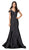 Dancing Queen - 9928 Cutaway Shoulder Trumpet Evening Gown in Black