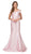 Dancing Queen - 9928 Cutaway Shoulder Trumpet Evening Gown in Pink