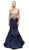 Dancing Queen - 9930 Jeweled Illusion Bodice Flounced Mermaid Gown In Blue