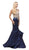 Dancing Queen - 9930 Jeweled Illusion Bodice Flounced Mermaid Gown In Blue