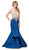 Dancing Queen - 9930 Jeweled Illusion Bodice Flounced Mermaid Gown In Blue