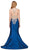 Dancing Queen - 9930 Jeweled Illusion Bodice Flounced Mermaid Gown In Blue