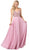 Dancing Queen - 2493 Jewel Beaded A-Line Chiffon Gown In Pink