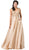 Dancing Queen - 2533 Gold Embellished Lace Bodice Satin A-Line Gown In Neutral
