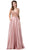 Dancing Queen - 2614 Embellished V-neck A-line Dress In Pink and Gold